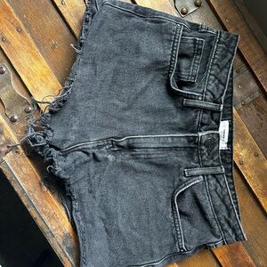 Forever 21 Charcoal Denim Frayed Shorts
